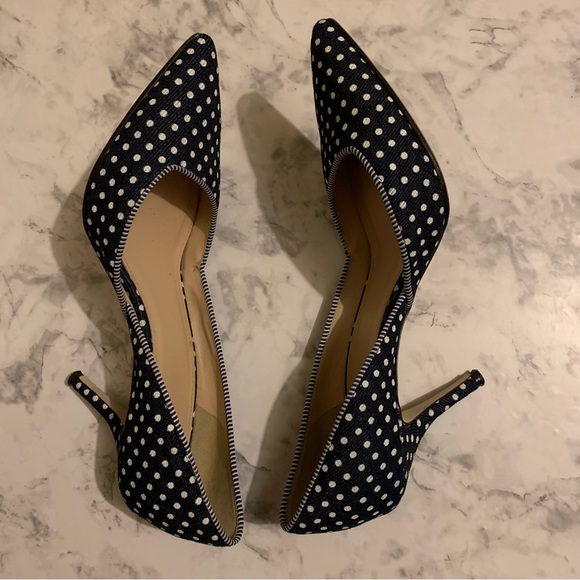 J. Crew Colette Navy & White Polka Dot Canvas Pointy Toe D’orsay Heels 6.5 - Picture 9 of 9